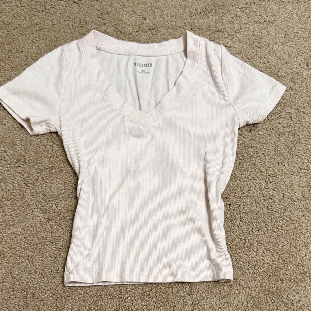 Hollister Women's Light Pink Short Sleeve Tee